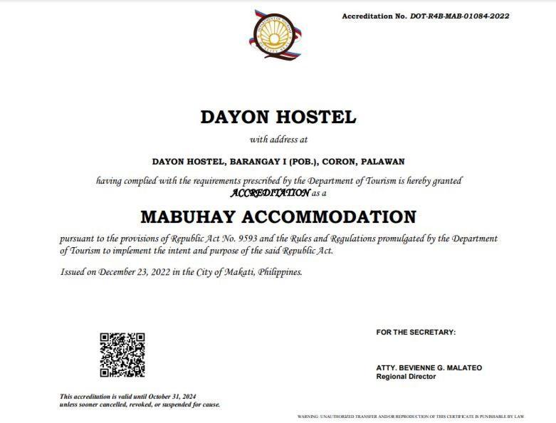 Dayon Hostel Coron Luaran gambar